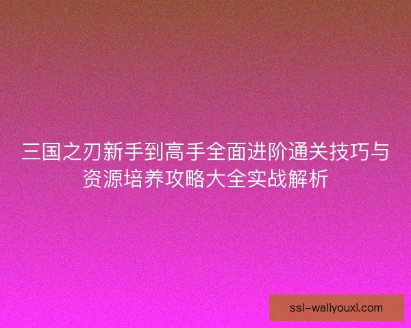 三国之刃新手到高手全面进阶通关技巧与资源培养攻略大全实战解析